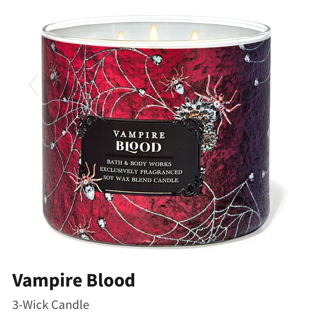 NIB B&BW “Vampire Blood” 3-Wick Candle w Metal Embossed Skull Lid